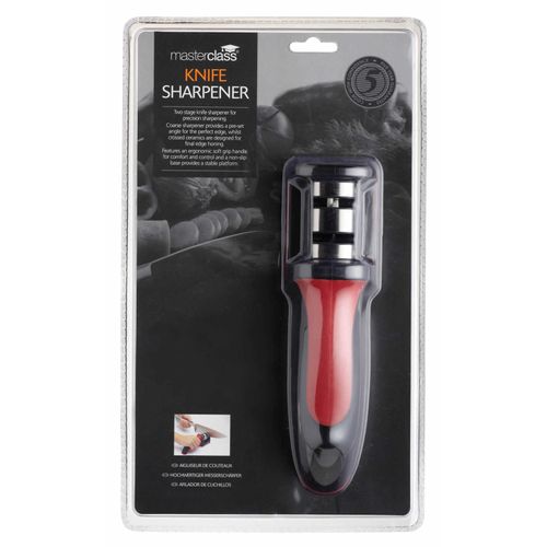 MasterClass 2-Stage Pull-Through Knife Sharpener and Honer, Black/Red