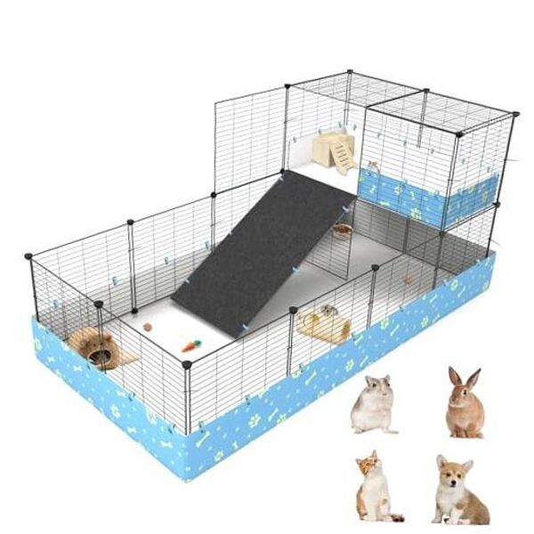 Guinea Pig Cages with PVC Liner, Expandable C&C Cage for Puppy Rabbit 25 Panels