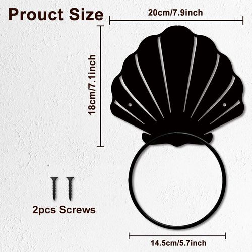 MAYJOYDIY Shell Metal Towel Ring Sea Creature Hand Towel Holder Ocean Shell Bath Towel Ring Metal Wall Mounted Towel Rack for Kitchen Home Hanging Gifts Summer Party Decoration