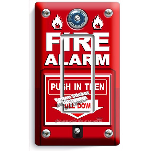 FIRE ALARM PULL DOWN PUSH LIGHT SINGLE GFI SWITCH WALL PLATE COVER ROOM HD DECOR
