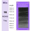 NAGARAKU Eyelash Extensions Synthetic Mink Tray with 16 Rows Light and Long Lasting False Eyelash Pinecrow (0.07 D 7-15mm Mix)