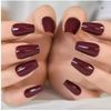 Dark Red Glossy Medium Coffin Press on Nails