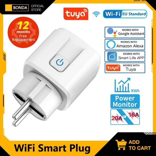 Smart Plug WiFi Socket EU 16A Power Monitor Timing Function Tuya