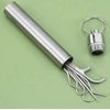 7PC Portable Titanium Toothpicks Set,Reusable Metal Floss Kit Box Travel Camping