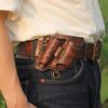 Leather Multitools Carry Flashlight Holder Pen Belt Holster Organizer-Clea