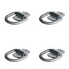 FOUR 1/2" D-Ring, Heavy Duty Silver D Ring Cargo Tie-Down Anchor w/ Bolt-on Clip