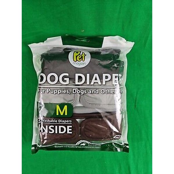 Pet Megasin Size Medium 3 Reusable Dog Diapers Washable Size M Waist (14"-22")