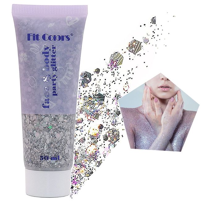 Chunky Glitter Gel KöRperglitzer Sequins FüR Gesicht NäGel Glitzer Musik Festival Glitter Pailletten 50ml