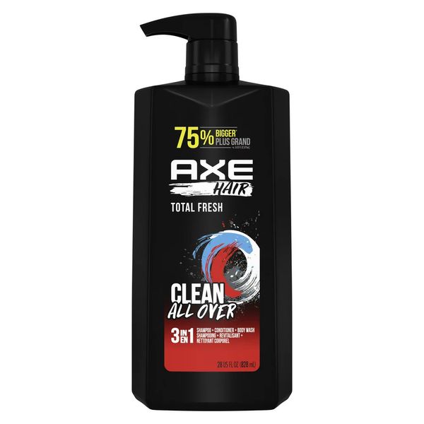 Axe 3-In-1 Body Wash Shampoo & Conditioner Wash & Care Total Fresh, 28 Oz