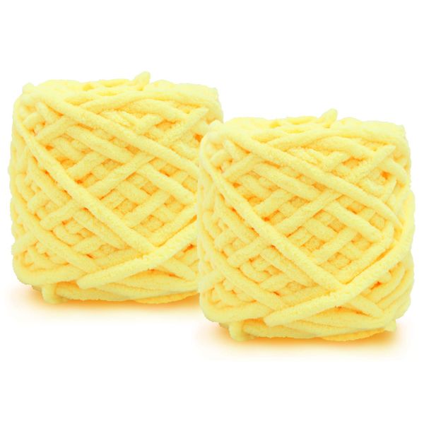 2X100g Chunky Yarn for Knitting Wool Ball Made of Cotton, Wool and Acrylic Soft and Warm Weaving Scarf and Slippers DIY Plush Knitting.