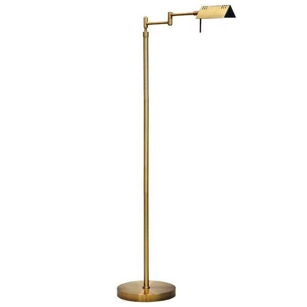 O’Bright Dimmable LED Pharmacy Floor Lamp, 12W LED, Full Range Dimming, 360 Degree Swing Arms, Adjustable Heights, Standing Lamp for Reading, Sewing, and Craft, ETL Listed, Antique Brass (Gold)