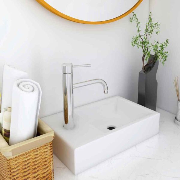 Bathroom Sink Wash Basin Lavatory Sink Bathroom Basin Bath Sink SMC White vidaXL