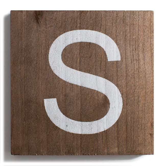 Stiles Letter Tiles, Wooden Crossword Wall Letters for Living Room, Dining Room, Kitchen, or Bedroom, 3.5 Inch, Walnut, Letter S