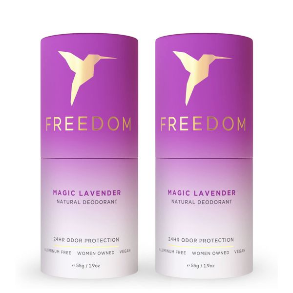 FREEDOM Natural Deodorant - 100% Aluminum & Paraben Free, 24 Hour Odor Protection for Women & Men with Sensitive Skin, Made with Magnesium & Natural Essential Oils (Lavender, Paper Twist Tube) 2 Pack