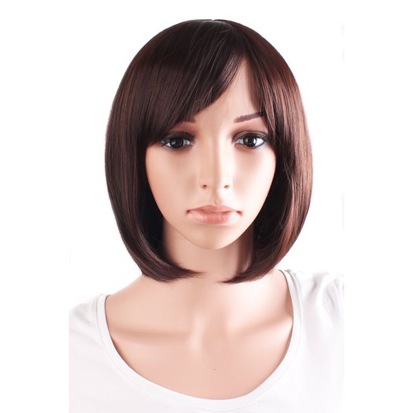 MapofBeauty Beautiful Women's Short Straight BOB Wig (Dark Brown)