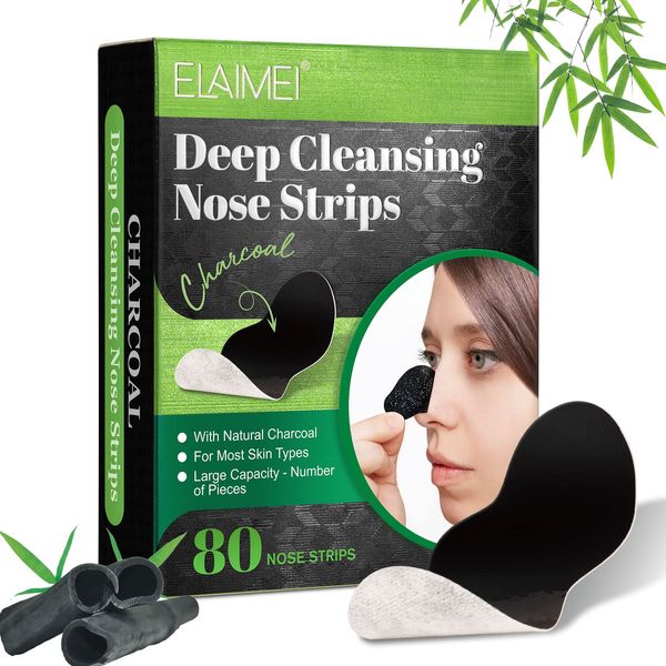 Nose Strips, 80 Pcs Pore Strips for Blackheads, Nose Blackhead Remover Strips, Blackhead Removal Deep Cleansing Nose Pore Strips for Women Men