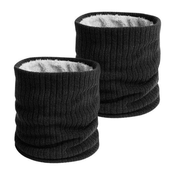 starfa lab Fleece Neck Warmer Tube Scarf Men's Winter Neck Tube Face Scarf for Men and Women Outdoor Sports, Cycling, Motorcycle, Skiing, 2 Pieces, black