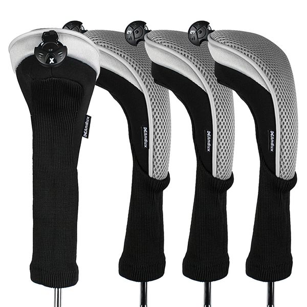 Andux Long Neck Golf Hybrid Club Head Covers Interchangeable Number Tags with Set of 4 Ctmt – 02 , grey