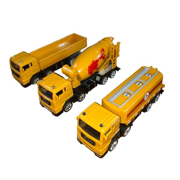 Lot of 3 1/60 MAN COE Cement Mixer Tanker & Hauler Plastic Toy Model Trucks