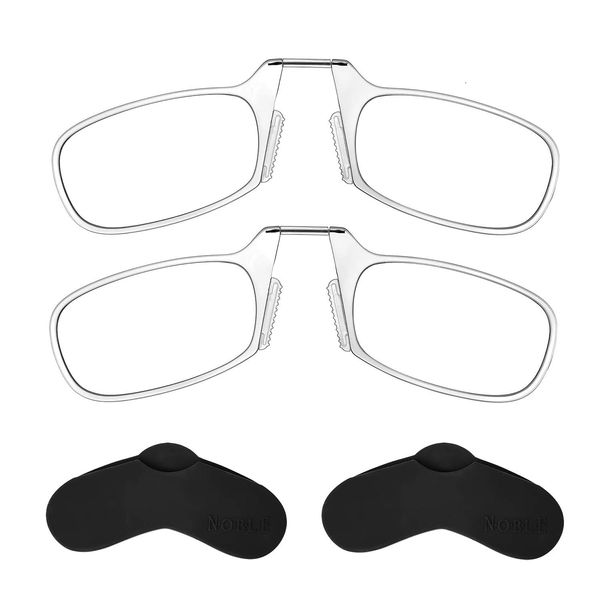 Noble Ultra Slim and Flat Reading Glasses Thin and Flexible Rimless (2 Pairs)(Clear)+3.00