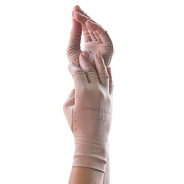 Tommie Copper Men's Recovery half finger gloves, Nude, Medium