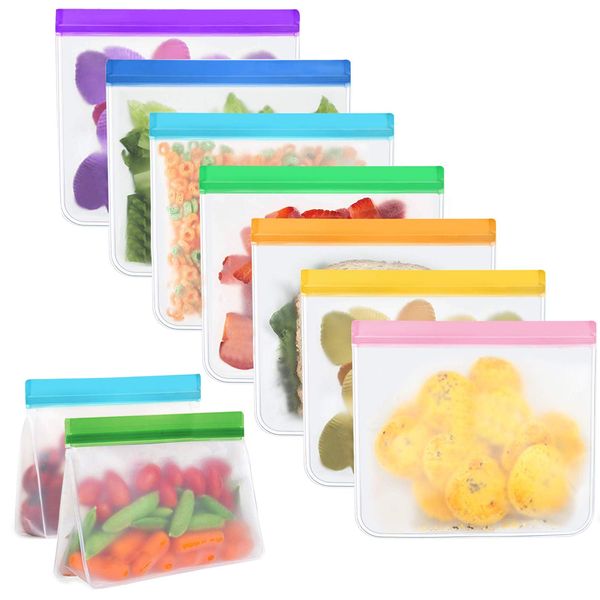 Mlife Reusable Food Storage Bag Set -Liquid Sandwich Snack Bacon Fruit Bags,Freezer Airtight Seal,Ideal for Preserving | FDA & BPA Approved | Ziplock Leakproof | 9 Packs