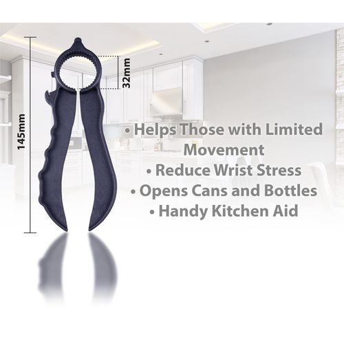 Aidapt Plastic Multi Opener - Designed for Users with Limited Dexterity, Arthritis, Weakened Grip or Wrist. Great Kitchen tool. No more broken Fingernails. Opens twist Bottle Caps and Tin Can Lids.