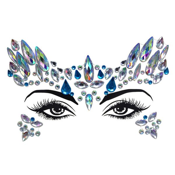 Viso gemme Glitter Stickers Gemstone per feste, strass Stick su Top Eyes, autoadesivo corpo gioielli tatuaggi, donne tatuaggi accessori su musica Carnevale Halloween Christma (1-3)