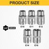 sourcing map 5pcs E-Torx Socket 3/8" Drive E10-E16 External Torx Deep Socket CR-V 6 Point Spline Socket Star Female Bit Socket for Auto Repairs Home Maintenance DIY Hand-Making 1.1" Length