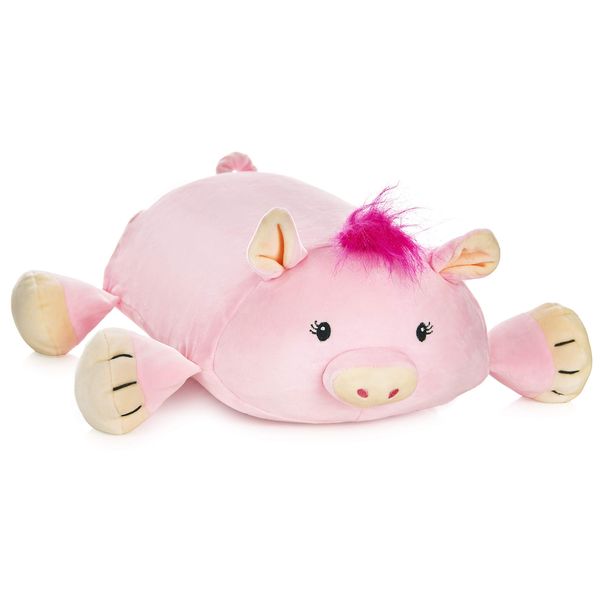 MEMORY MATES Cuddly Memory Foam Pillow Plush with Belly Pocket, Kids Pillow for Hugging Sleeping & Storing Diary, 15” Stuffed Animal & Journal Set - Piggles The Pig