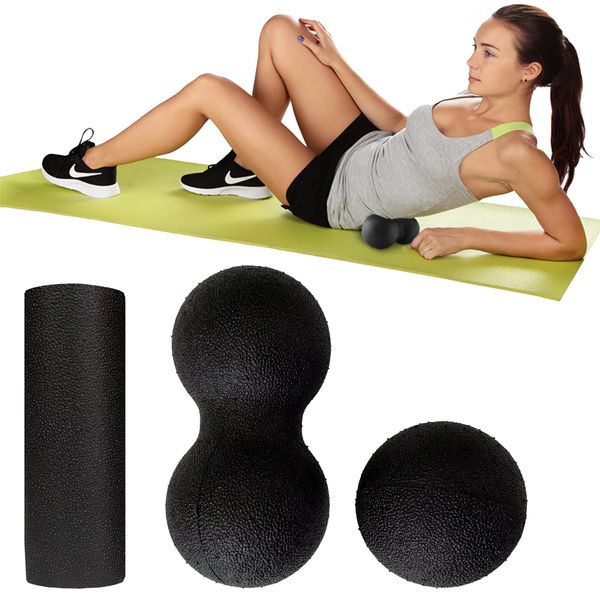 DALAETUS 3 Pcs Massage Ball Set, Muscle Massage Foam Roller, Peanut Ball Massage The Fascia, Relieve Muscle Tension, Double Lacrosse Ball for Spine, Feet, Back, Neck