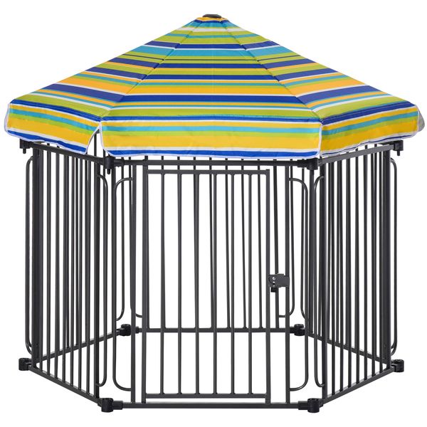 Heavy-Duty Dog Kennel Metal Pet Cage 48" x 41" Puppy Play Pen w/Roof Outdoor