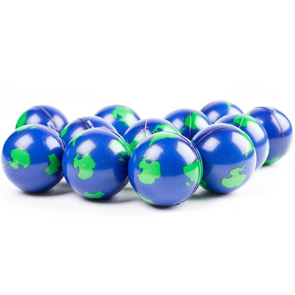 24 PACK  EARTH WORLD GLOBE STRESS  BALLS, SQUEEZE TOYS,  2" HAND EXERCISE BALL