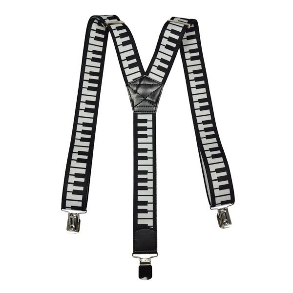 Olata Y-Shape Braces/Suspenders with Musical Patterns - 3.5cm. Piano Keys