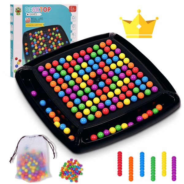 Gencokok 120PCS Intellectual Chessboard - Dual Duel, Strategy Board Games Chess Board with 120 Rainbow Ball, Fun Table Top Strategy Game, Strategy Board Games Chess Board for Kids & Adults (D)