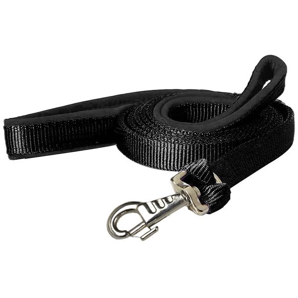 CuteNFuzzy Padded Double Handle Leash with Warranted Replaceable Snap, Black, 1" by 6'