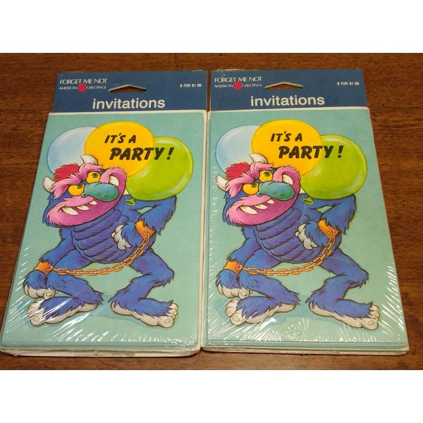 Vintage 80s My Pet Monster Party Invitations American Greetings Lot of 2 NEW