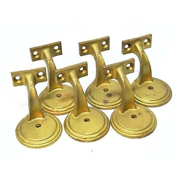 6 INDUSTRIAL CAST IRON HANDRAIL HARDWARE SUPPORTS BRASS FINISH