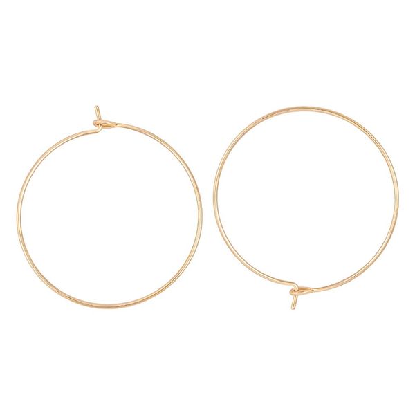 BENECREAT 30PCS 18K Real Gold Plated Hoop Earrings Findings Diameter 31mm Thickness 0.9mm Ear Hoops with Jewelry Container for DIY Jewelry Makings, Pin: 1mm