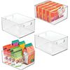 Plastic Stackable Pantry Bin - Organizer Bin with Handles for Cabinets or Fridge