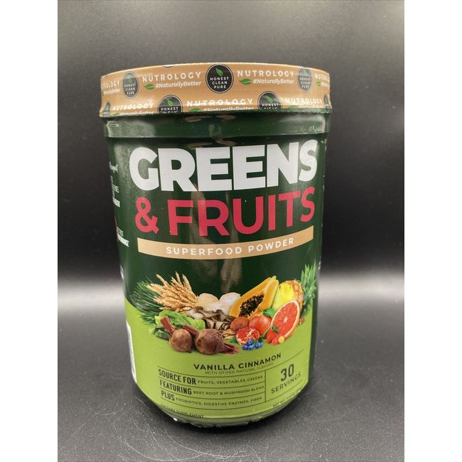 Nutrology Greens & Fruits Super Foods -Probiotics-Fiber- Vanilla  Cinnamon