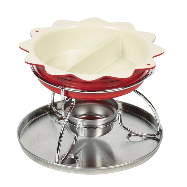 Pearl Metal Petite Cook Half & Half Fondue Pot Set [Fuel Sold Separately] HB-2474