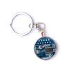 Recycled circuit board keychain, round (blue)