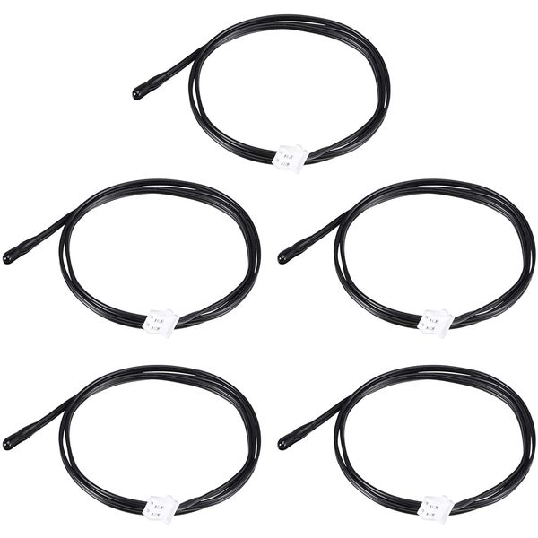 Hsthe Sea 5Pcs 10K Temperature Sensor Probe, Waterproof Temp Sensor Probe 3950 NTC Temp Sensor Probe, Digital Temperature Transmitter Extension Cable-Rubber Head