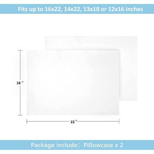 Youth Pillowcase 16" x 22" Size Pack of 2 Pieces Kids Travel Pillow Cover Envelope Closure 500 Thread Count 100% Egyptian Cotton & Hypoallergenic Fits Pillows Sized 12x16, 13x18 or 14x19 White