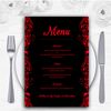 Black & Red Swirl Deco Personalised Wedding Menu Cards