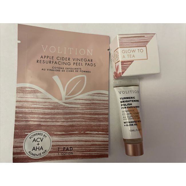 VOLITION  3 pc  Apple Cider Peel, Yaupon Tea Moisturizer  Polish NEW Travel Size