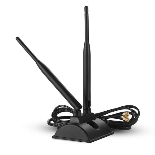 Dual WiFi Antenna, 2M Extension Cord RP-SMA Plug, 2.4GHz/5GHz Dual Band Antenna Magnetic Base, Used to Enhance Mobile Hotspot Signal