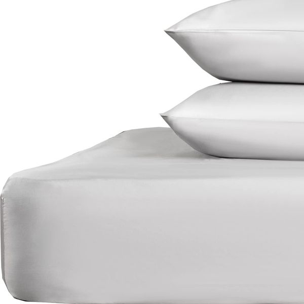 Highams Luxury Hotel Style Fitted Bed Sheet Polycotton Easy Care Bedding, Silver Grey - Single