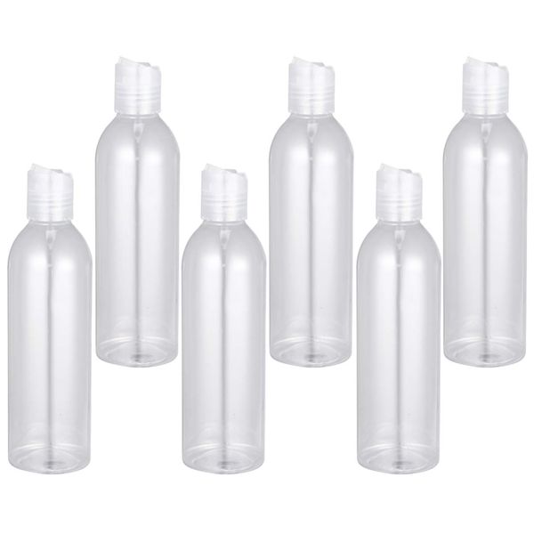 FOMIYES Nachfüllbare Flaschen Kosmetische Behälter: 6 Stücke 250Ml Transparente Quetschbare Shampoo Flasche Kulturflaschen mit Pressscheiben- Flip- Kappe für Lotionen Creme